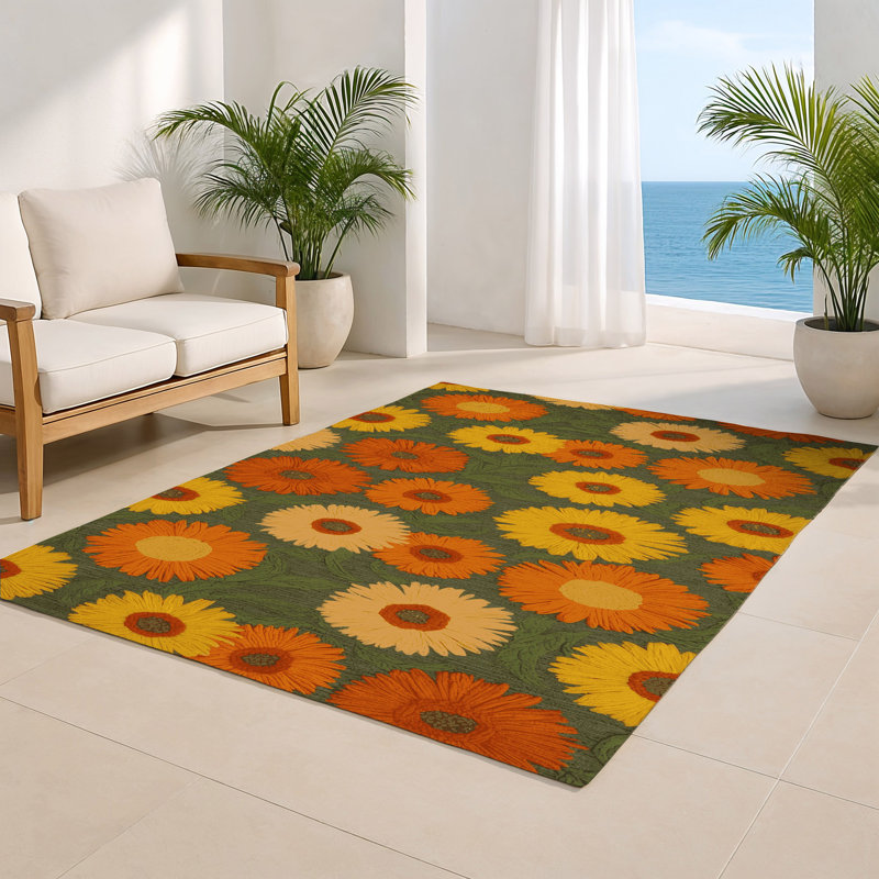 Tapis d'intérieur et d'extérieur brun Botanical, Rectangle 5 pi x 7 pi