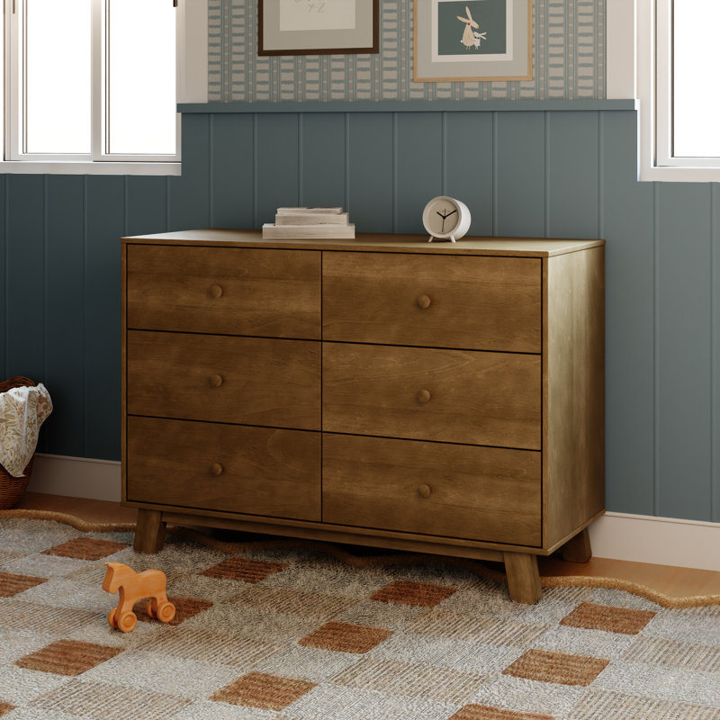 Hudson Modern 6-Drawer Assembled Double Dresser, Brown