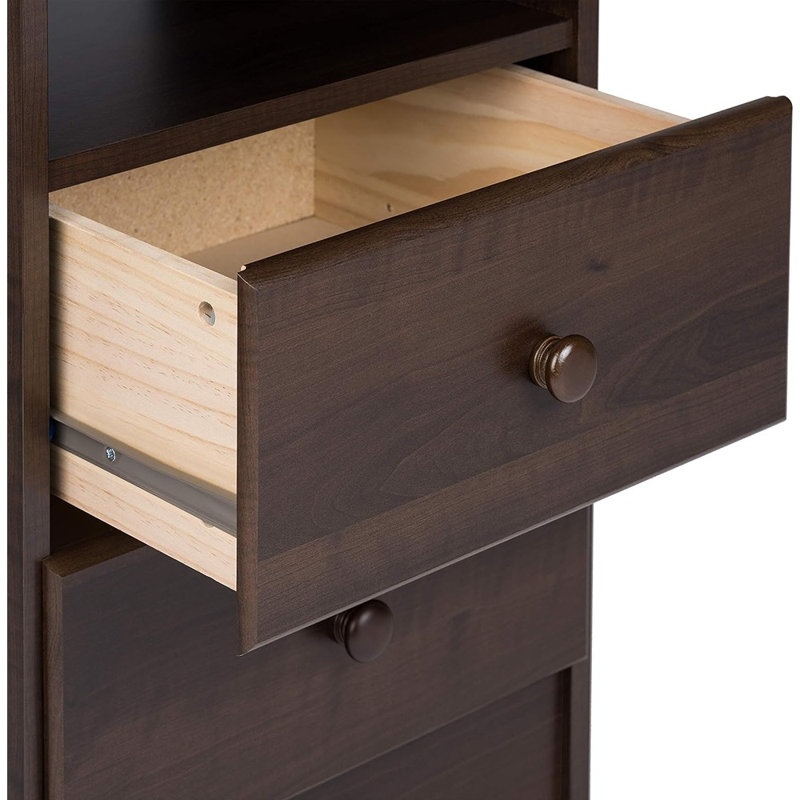  Table de chevet avec 2 tiroirs et tablette ouverte, table de chevet fonctionnelle
