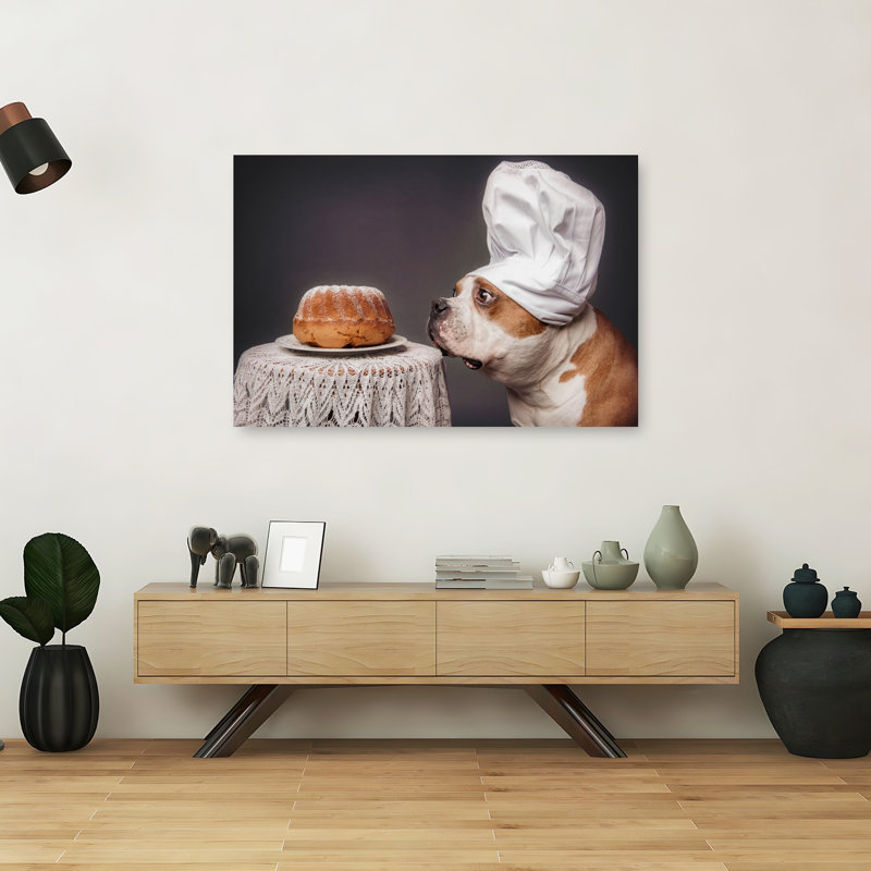 Curious Chef Dog Contemporary Dog Portrait Wall Art Print, 101.6cm H x 152.4cm W