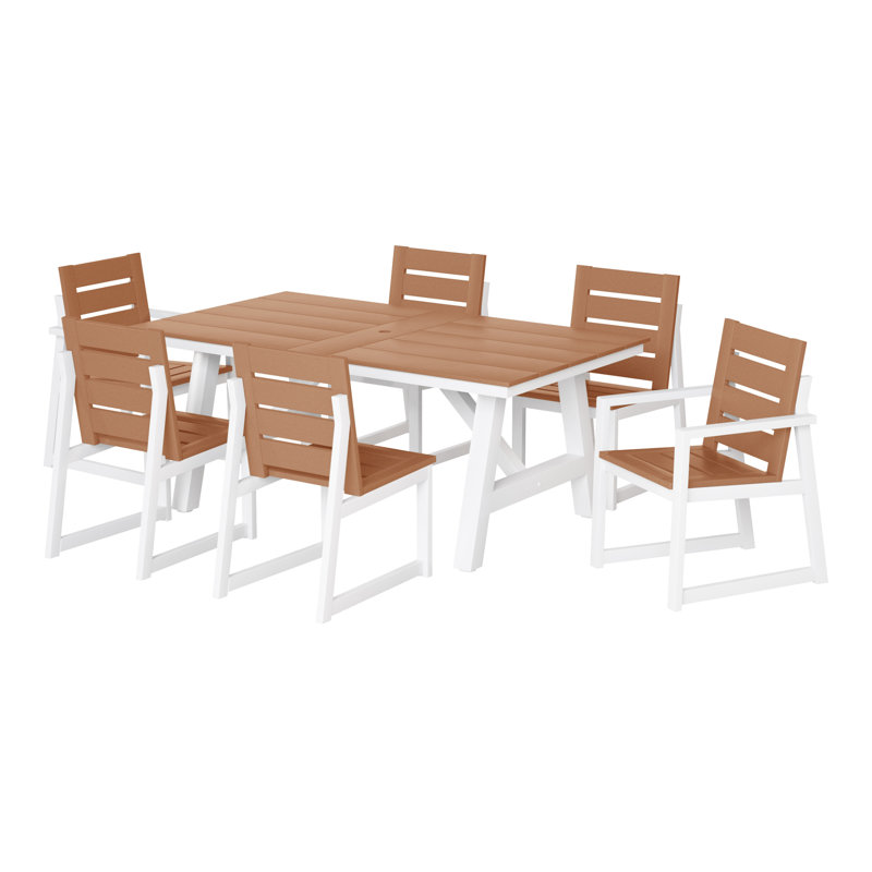Ensemble repas d'extérieur 7 pièces 7 pièces, Brun