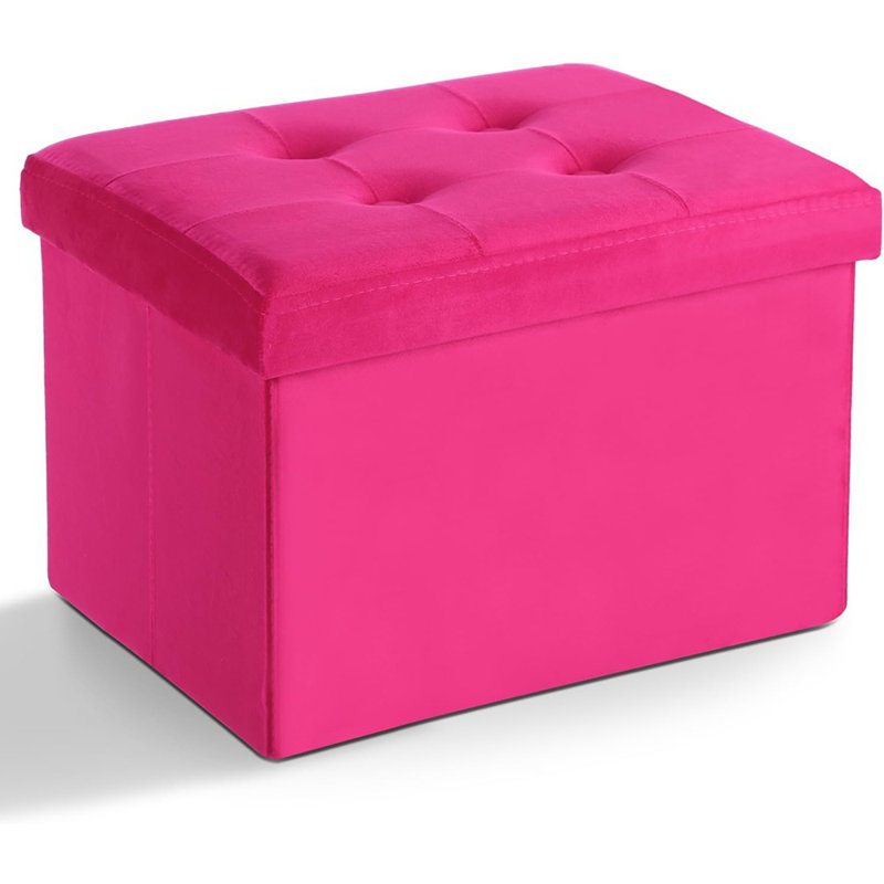 Storage Ottoman Folding Foot Stool Velvet Foot Rest With Padded Modern Ottoman With Storage For Living Room Puppy Step Stool.