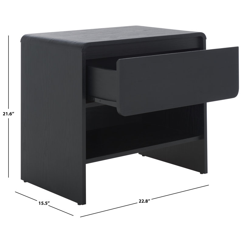 Arsenio 1 Drawer Nightstand, Black