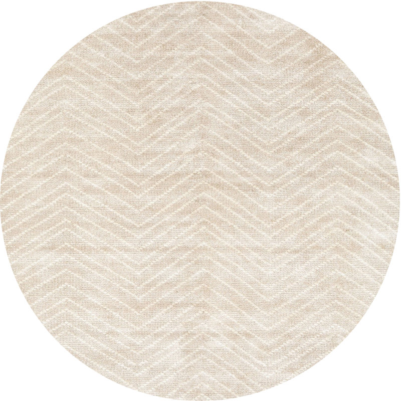 Tapis à chevrons beige, Rond 5 pi