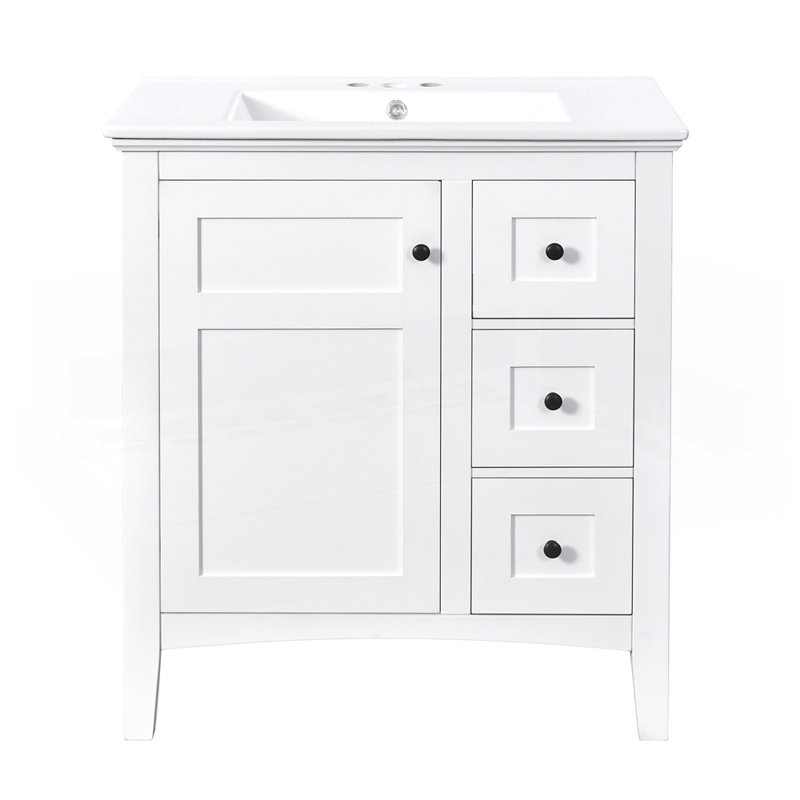 Meuble-lavabo 30 po avec lavabo en céramique, Blanc