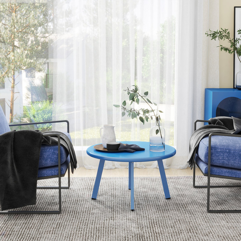 Table d'extérieur ronde 15,75 po Lakhdar, Bleu foncé