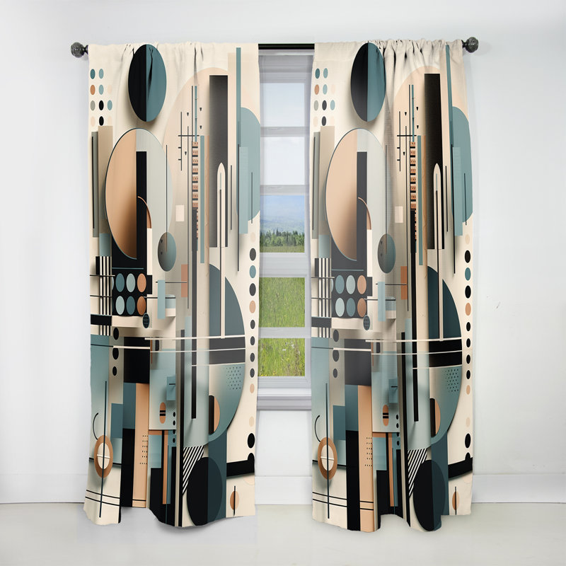 Blue And Black Symmetry In Motion I - Abstract Curtain - Velvet Room Darkening - 1 panel, 52" W x 108" L