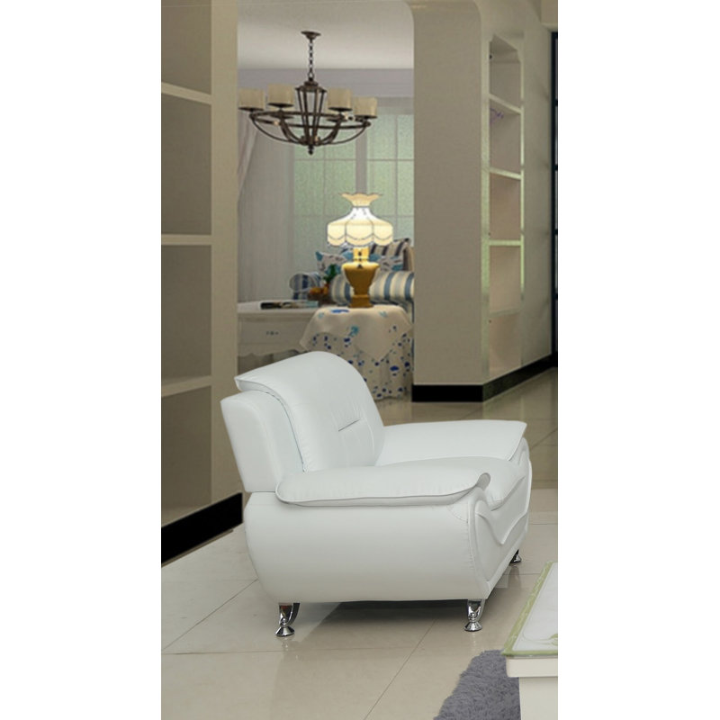 Fauteuil club en similicuir de 120,14 cm de large Sanuel, Blanc