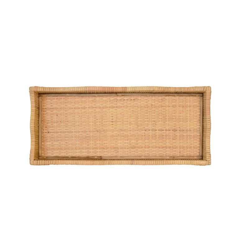 Wavey Rattan Decorative Tray, 2.5" H x 18" W x 8" D