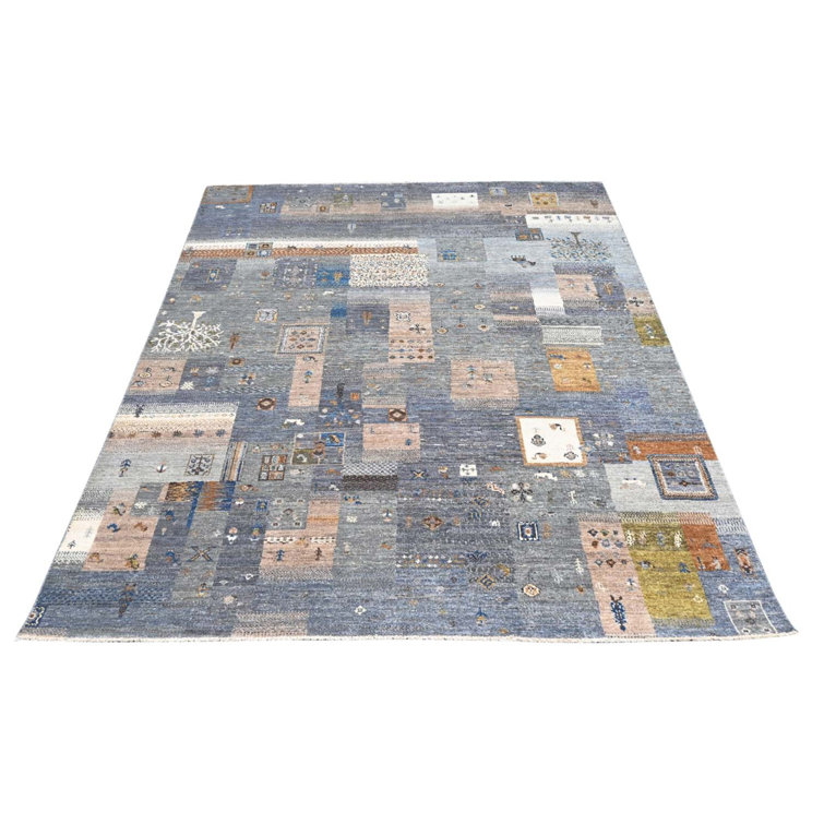 Transitional Hand Knotted Wool Area Rug in Blue