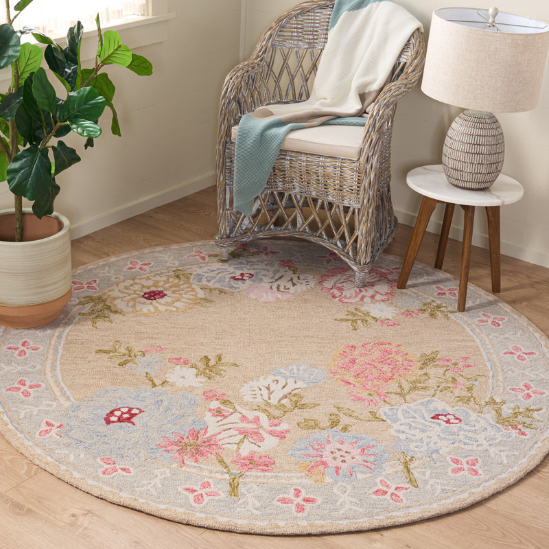 Jardin 476 Hand Tufted 80% Wool; 20% Cotton Floral Rug, Round 6'