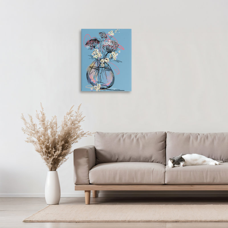 Toile abstraite «Snowberries», conception par Susan Lugar, H 20 po x l 16 po