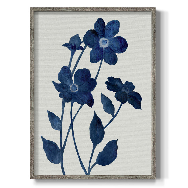 Indigo Bloom II Framed Print - Solid Wood, 30" H x 24" W