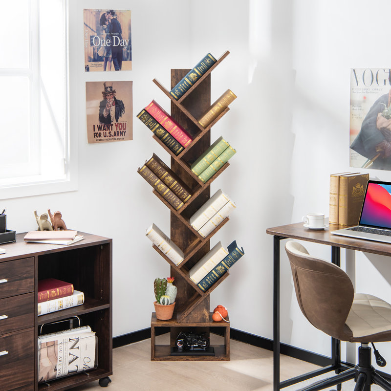 Clarixa Geometric Storage Bookcase, Brown