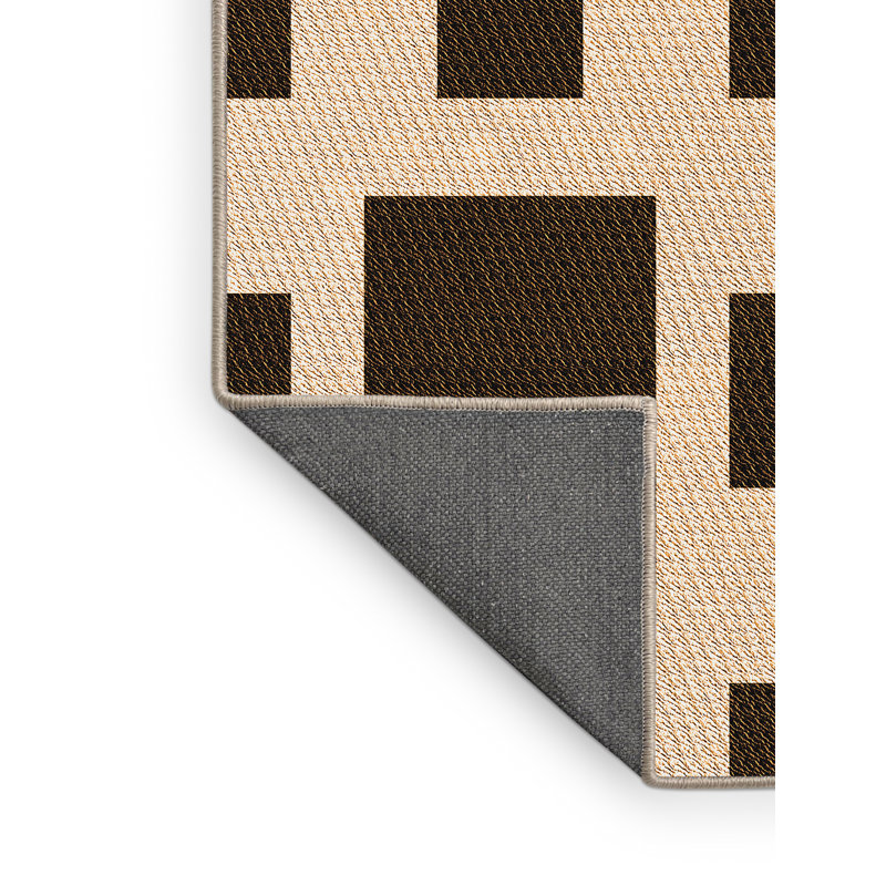 Tapis géométrique en laine beige / noir, Rectangle 2 pi x 3 pi