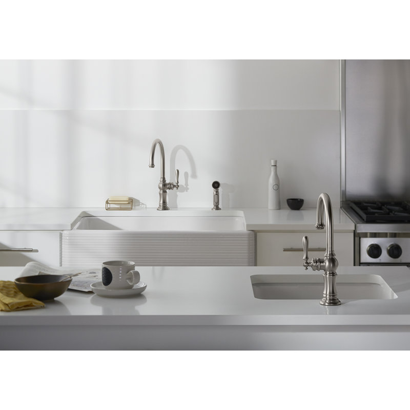 Artifacts® Single-Hole Bar Faucet with Supply Lines, Titanium