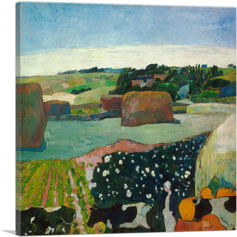 «Haystacks in Brittany 1890» par Paul Gauguin, reproduction d'art sur toile tendue, H 36 po x l 36 po x P 0,75 po