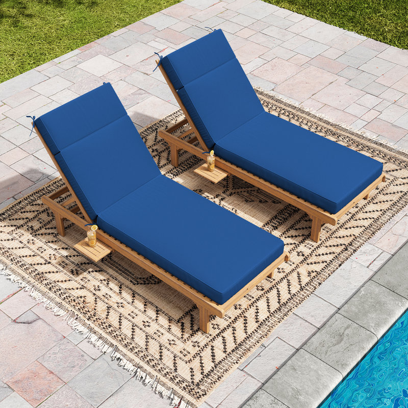 Coussins de chaise longue d'extérieur 4 po l 26 po x L 80 po, 2, L 26 po x P 80 po, Bleu