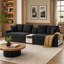 Canapé modulaire avec console centrale intégrée et accoudoirs de rangement pour les meubles de salon-1465146152-1465146153