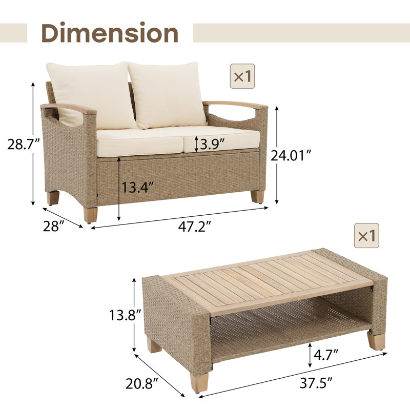 2 Piece Outdoor Seating Group With Cushions