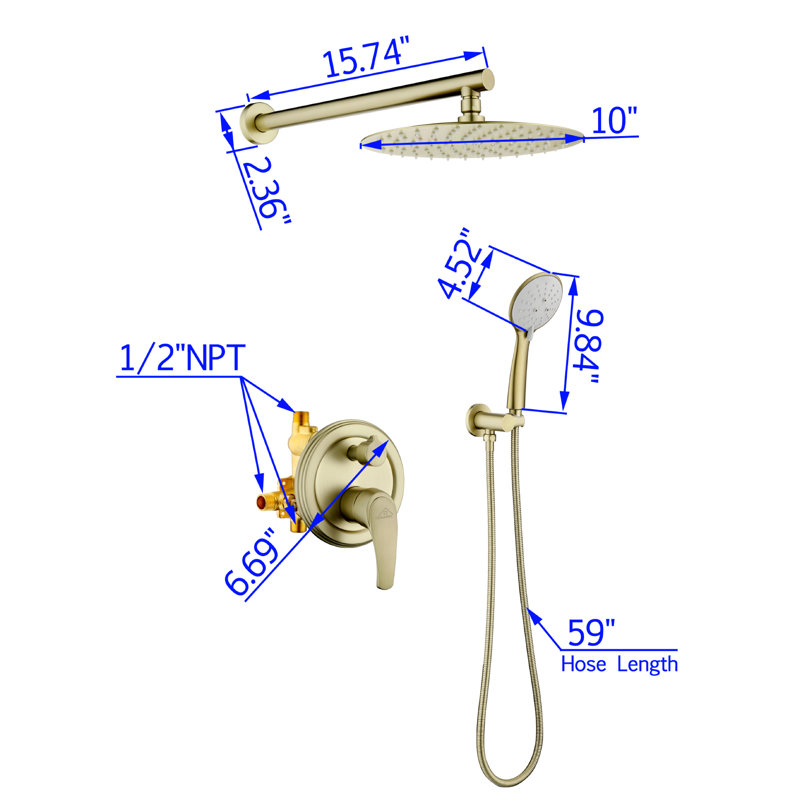 Pressure-Balanced (Temperature And Volume) with Rough in-Valve, Brushed Gold