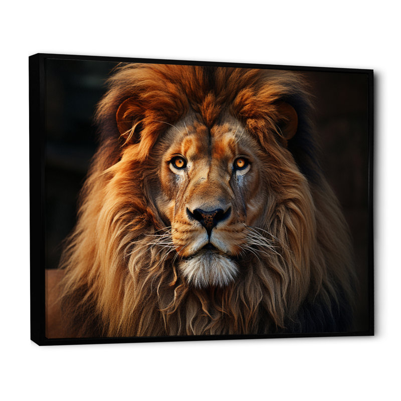 «Lion Portrait - Lion», reproduction sur toile encadrée, H 30 po x l 40 po x P 1,5 po, Cadre flottant noir