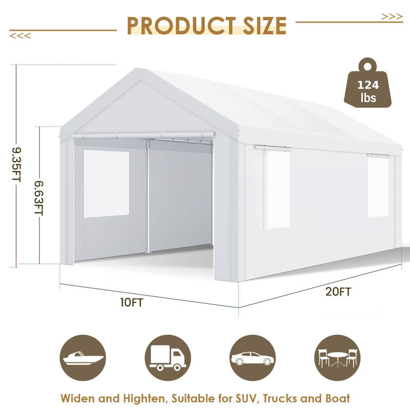 Garage l 10 pi x P 20 pi, Blanc