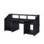 Bureau de musique rectangulaire noir élégant avec support pour écouteurs et 6 tablettes de rangement pour un usage en studio