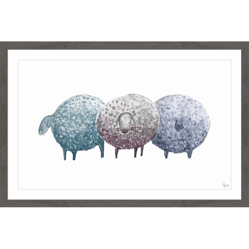 « trois mouton », reproduction d’art encadrée, H 16 po x l 24 po x P 1,5 po