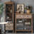 Brown+Black Solid Wood+Iron+Glass Display Cases