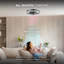 20" Ceiling Fan with LED Light, Remote Control, WhisperQuiet DC Motor, 6 Speeds, Matte Black, Reversible Airflow