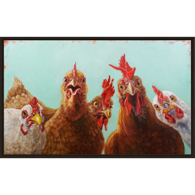 Poulet pour le dîner par - Peinture, Cadre flottant espresso, H 27,5 po x l 43,5 po x P 2 po