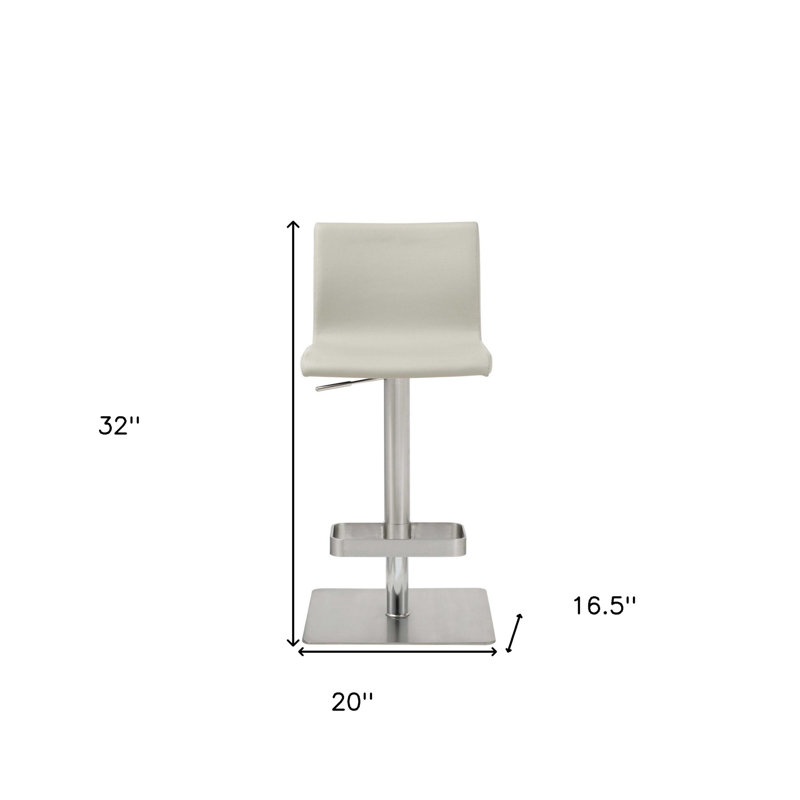 Chaise de bar haute comptoir en similicuir gris pâle et argent et acier