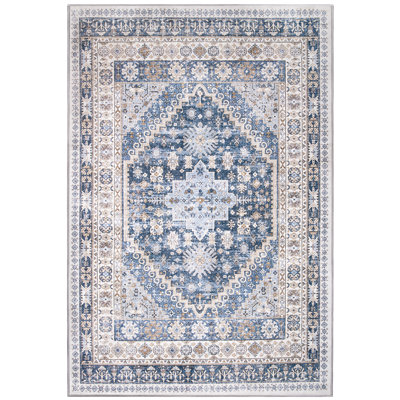 Medallion Non Slip Washable Area Rug(Blue)