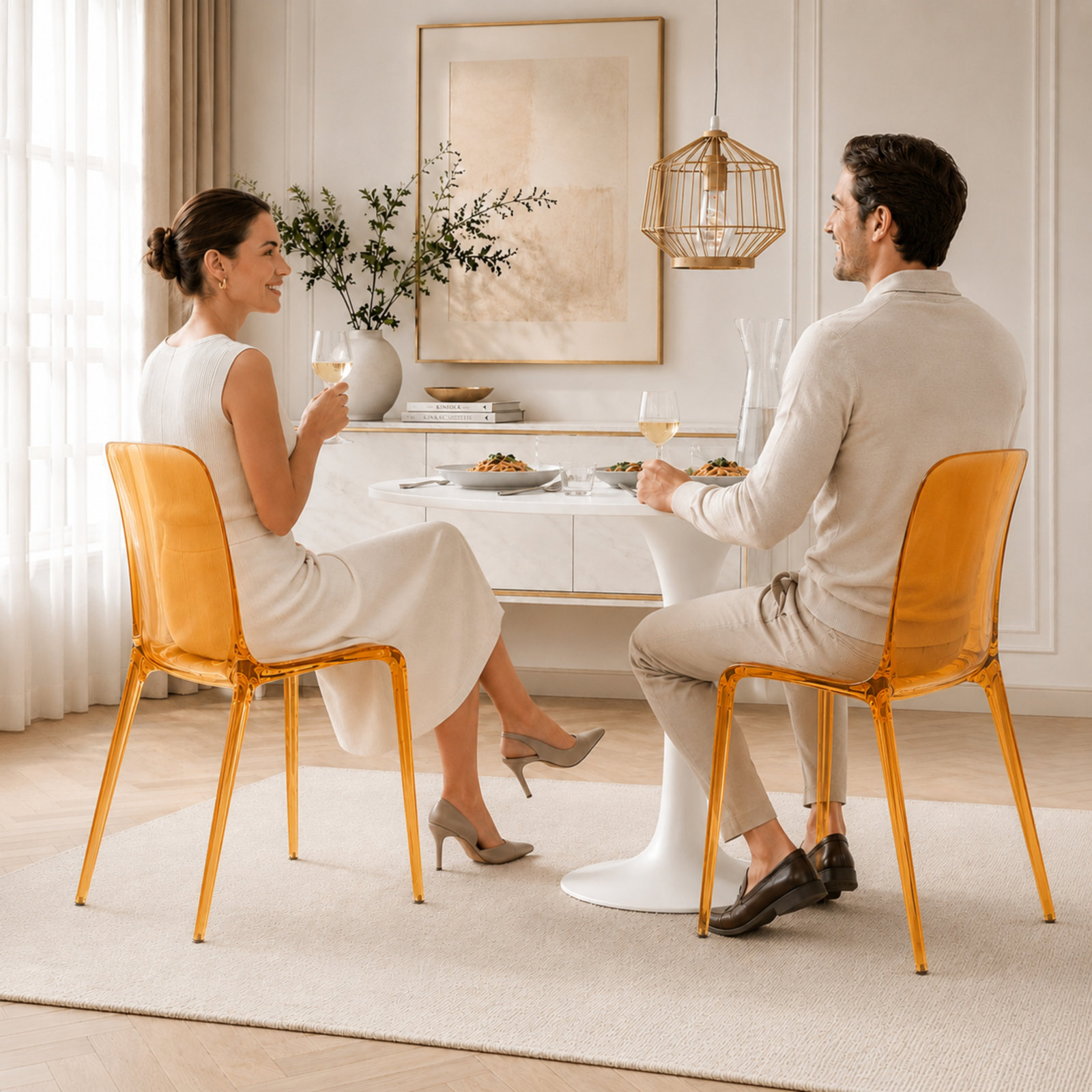 Lade Dining Chair, Transparent Orange, Individual