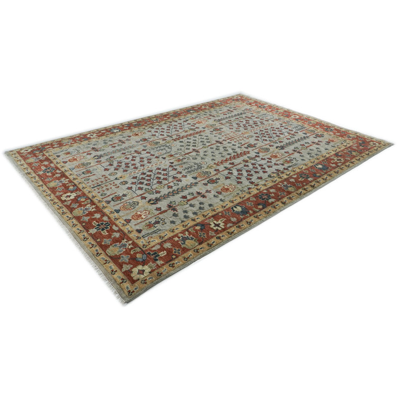 10x14'1" Hand Knotted Wool Slate Oushak Transitional Rug