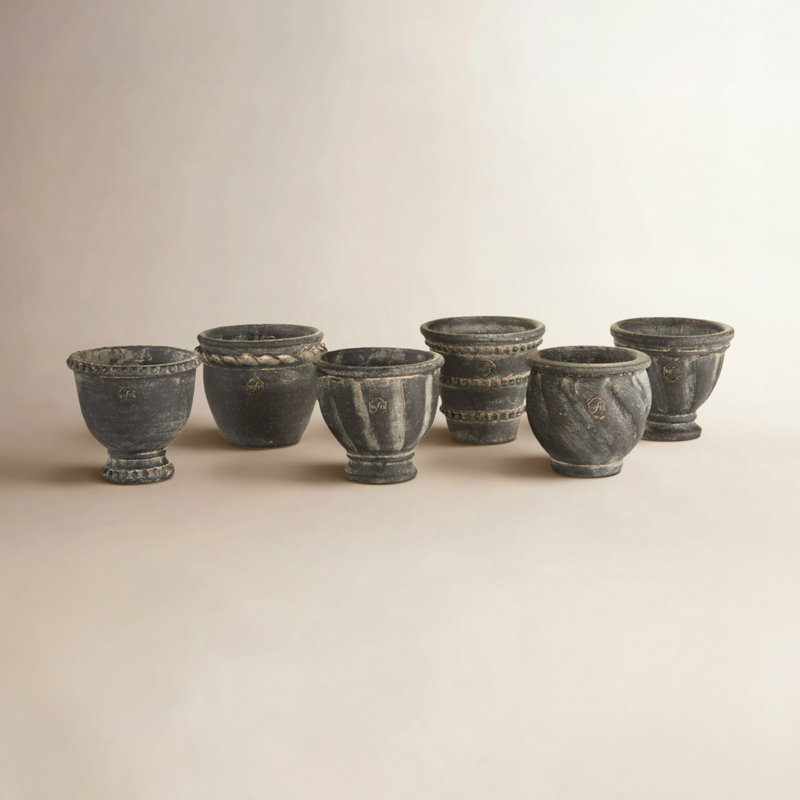 Mini pots en argile faits à la main Valley en terre noire, ensemble de 6, Terre noire