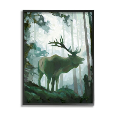 Élan, forêt sauvage, silhouette, vert profond, animal
