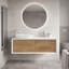 Meuble-lavabo suspendu moderne bicolore 122 cm (48 po) | Lavabo ovale à poser en surface solide | Tiroir à fermeture en douceur avec découpe en U | Blanc et chêne-138456169