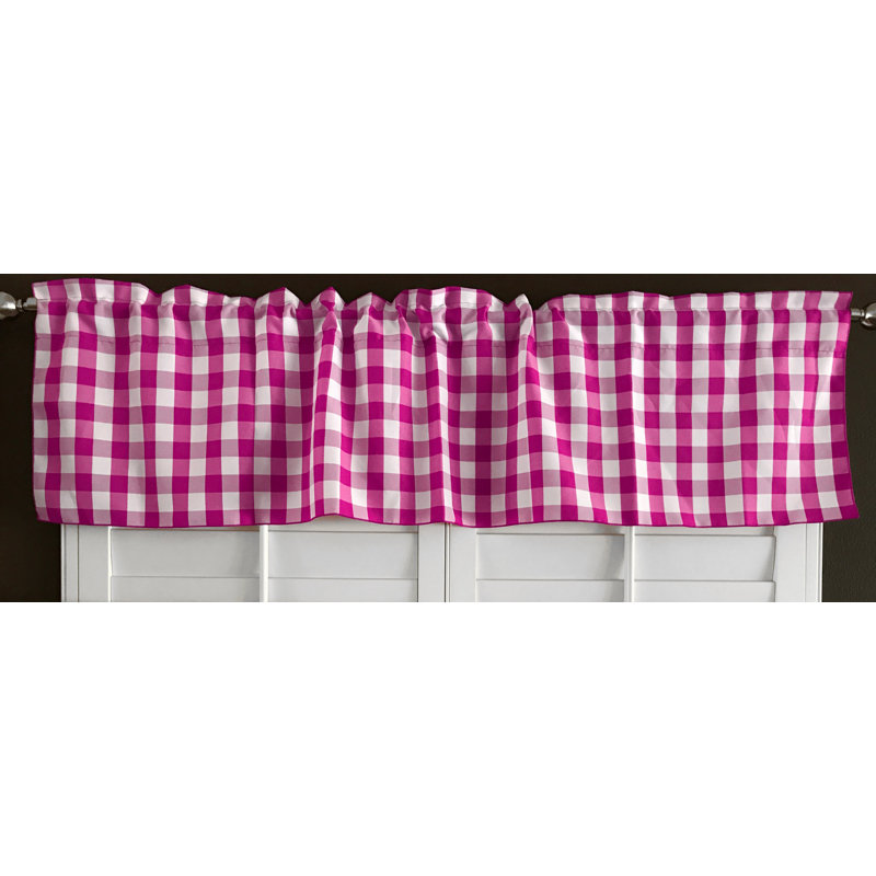 Cantonnière sur mesure l 58 po Haideh Gingham, L 58 po x L 28 po, Fuchsia