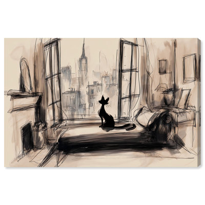 «Cat in the Big City», reproduction d'art sur toile par Art Remedy, 36 x 24