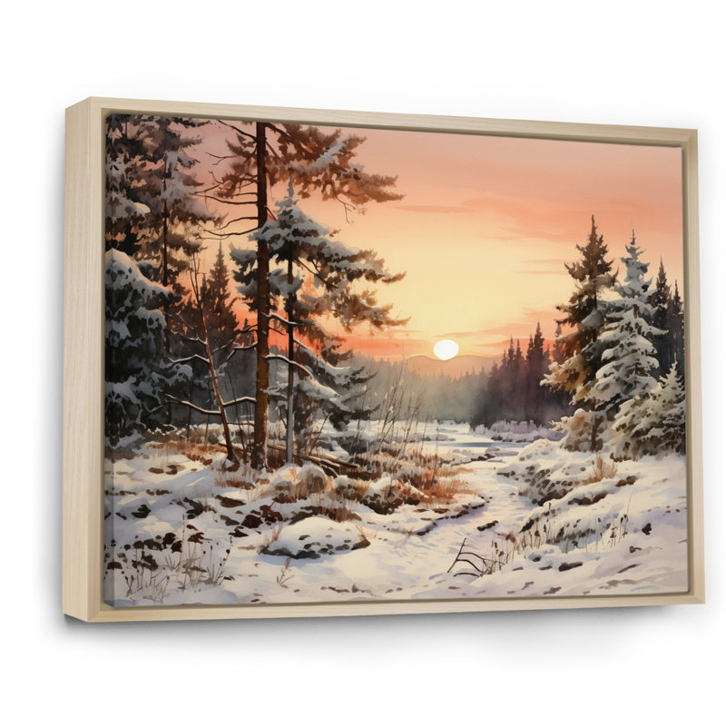 Winter Winter Tree Horizon sur toile, H 24 po x l 32 po x P 1 po, Cadre naturel flottant
