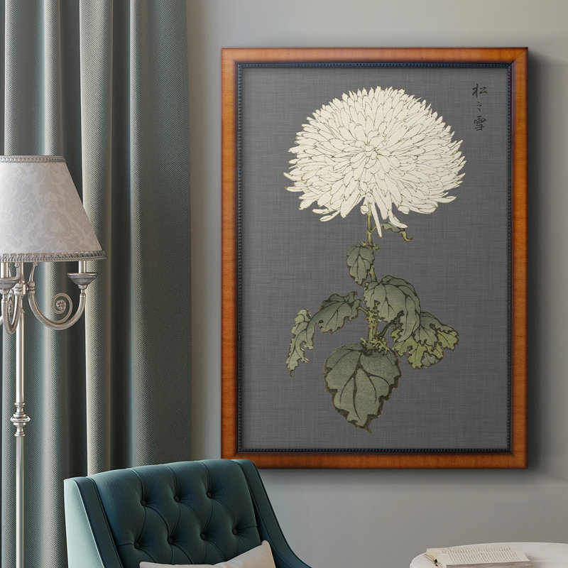 «Dramatic Ivory Mums I», toile encadrée de qualité supérieure - prête à être accrochée, H 20 po x l 16 po
