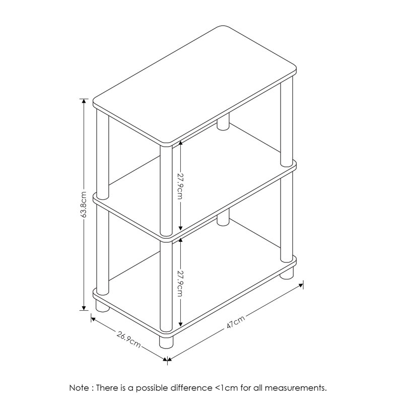 64cm 3 Shelf Toolless Assembly Shelving Unit, Espresso