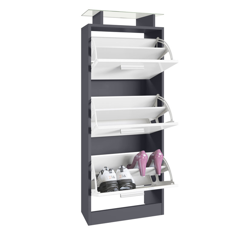 12 Pair Shoe Storage Cabinet, Anthracite/Bodeaux
