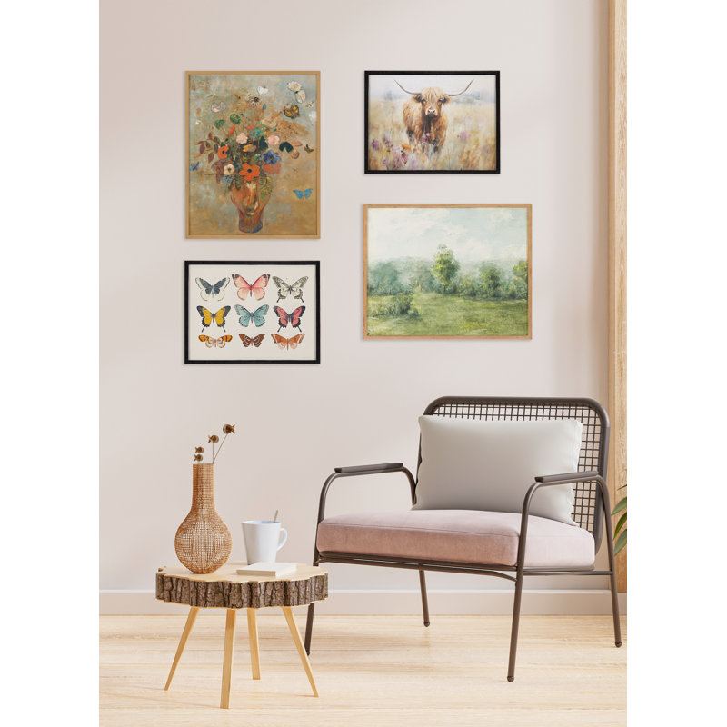 Mignonne vache des Highlands, art mural, H 16,65 po x l 12,65 po, Cadre noir