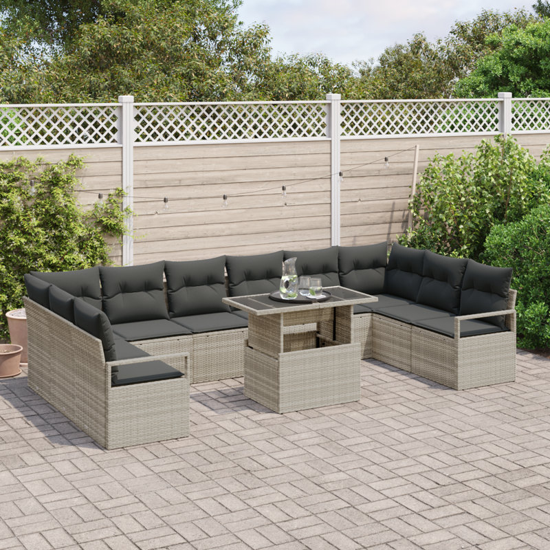 344cm Wide Patio Sofa with Cushions