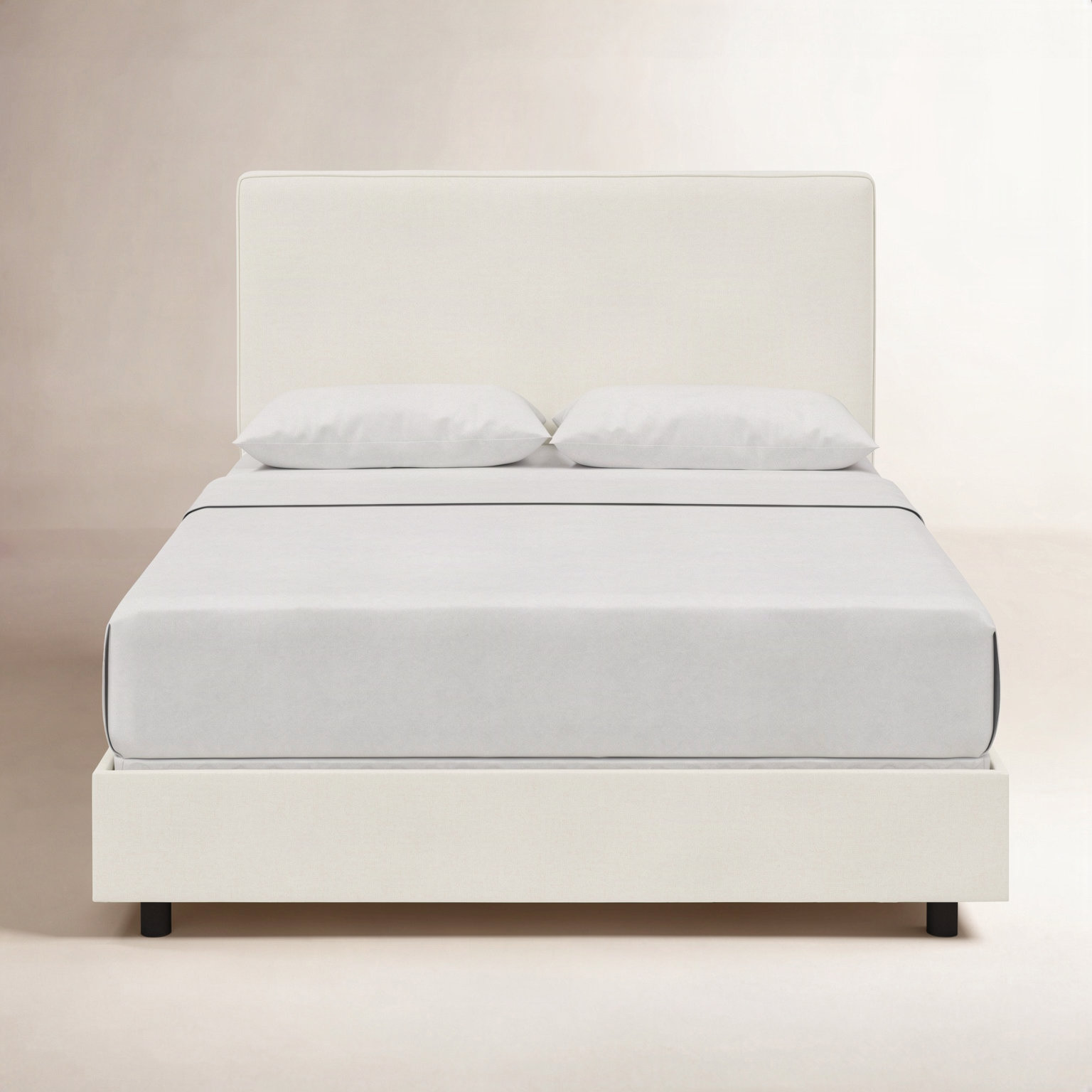 Marquise Cotton Upholstered Bed, Queen, Zuma White Textured Linen