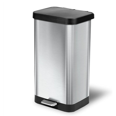 Glad Step Trash Can, Soft Close Lid Bin with Odor Protection, 20 Gal, Stainless