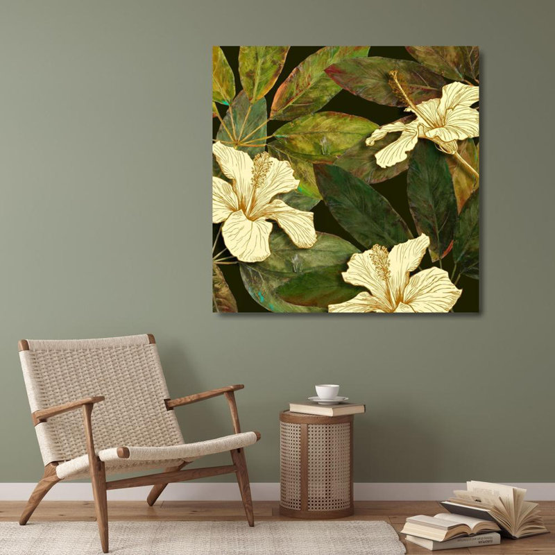«Red Barrel Studio® Pinto, Patricia», reproduction d'art sur toile tendue: Hibiscus Leaves I, H 28 po x l 28 po